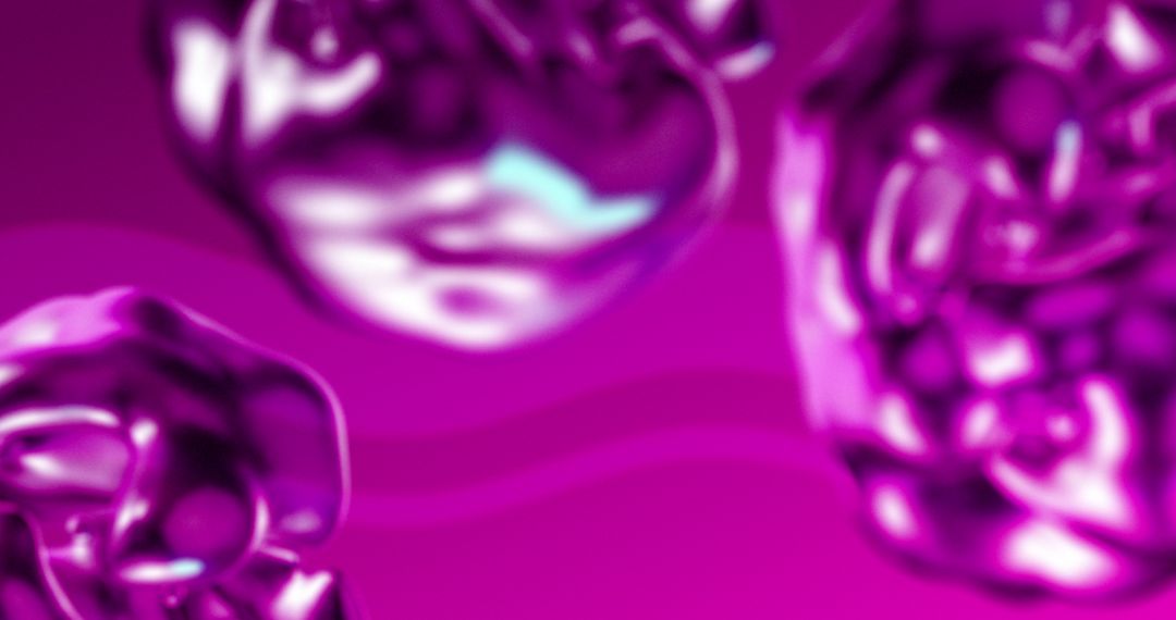 Abstract Metallic Pink Organic Shapes on Wavy Background