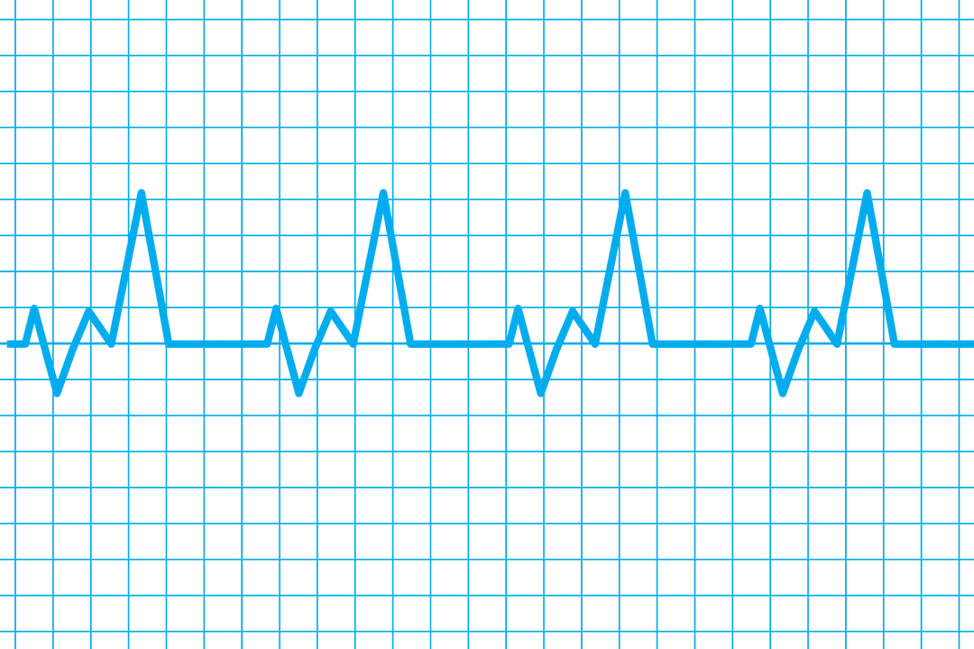 Digital Heartbeat Blue Pulse Line on Transparent Background