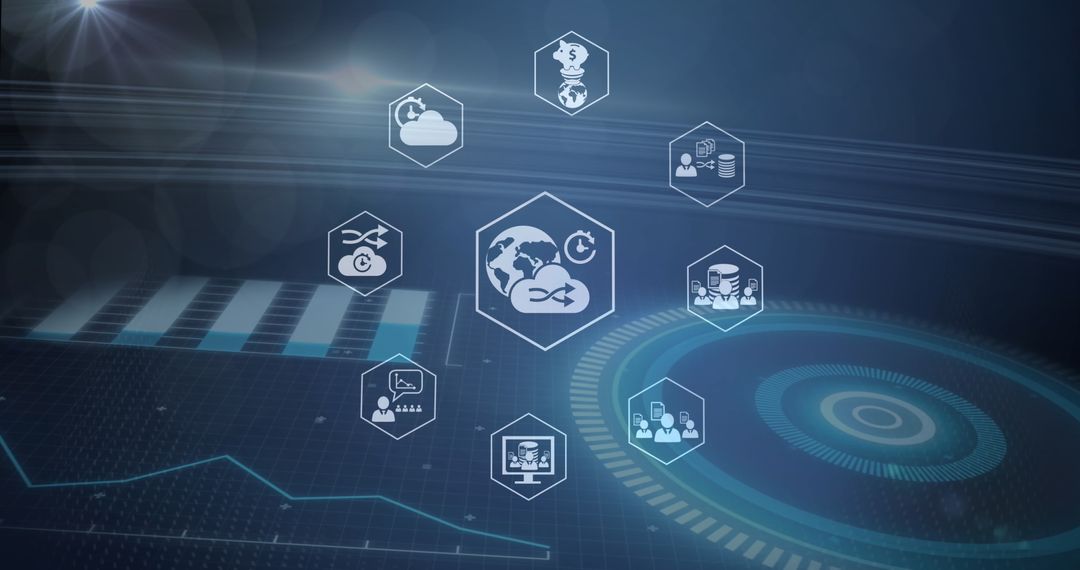 Global Cloud Computing and Data Processing Conceptual Graphic