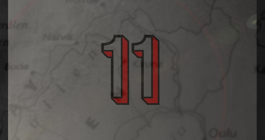 Abstract Countdown Number 11 on Grey Literary Background