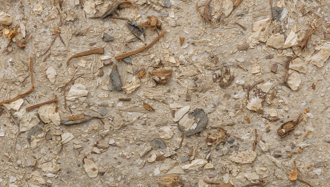 Shell-strewn Coastal Sand Texture Featuring Broken Seashell Fragments and Pebbles