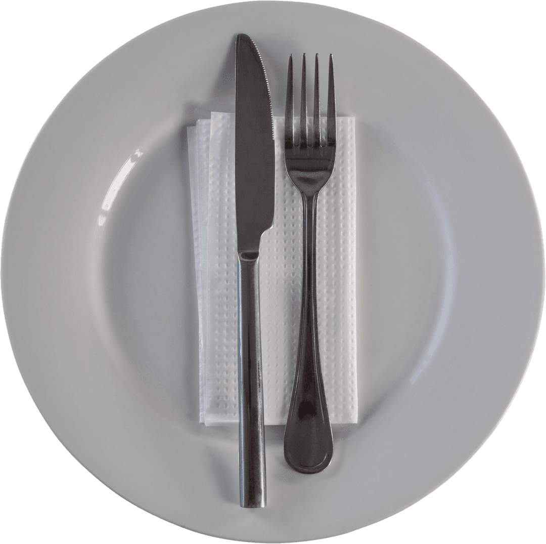 Plate Cutlery Arrangement on Transparent Background Illustration
