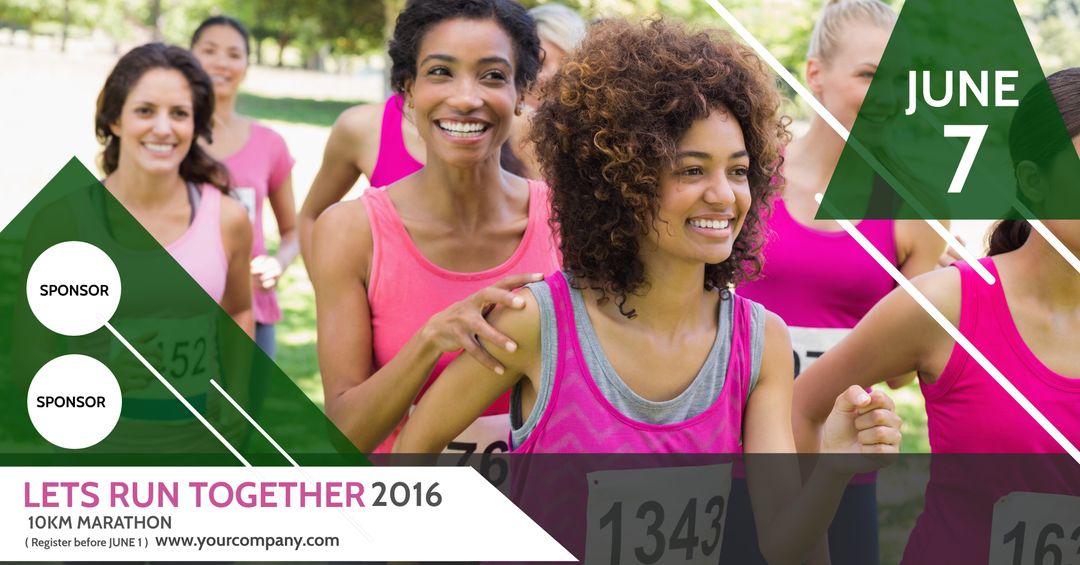 Diverse Group Enjoying Community Marathon Together