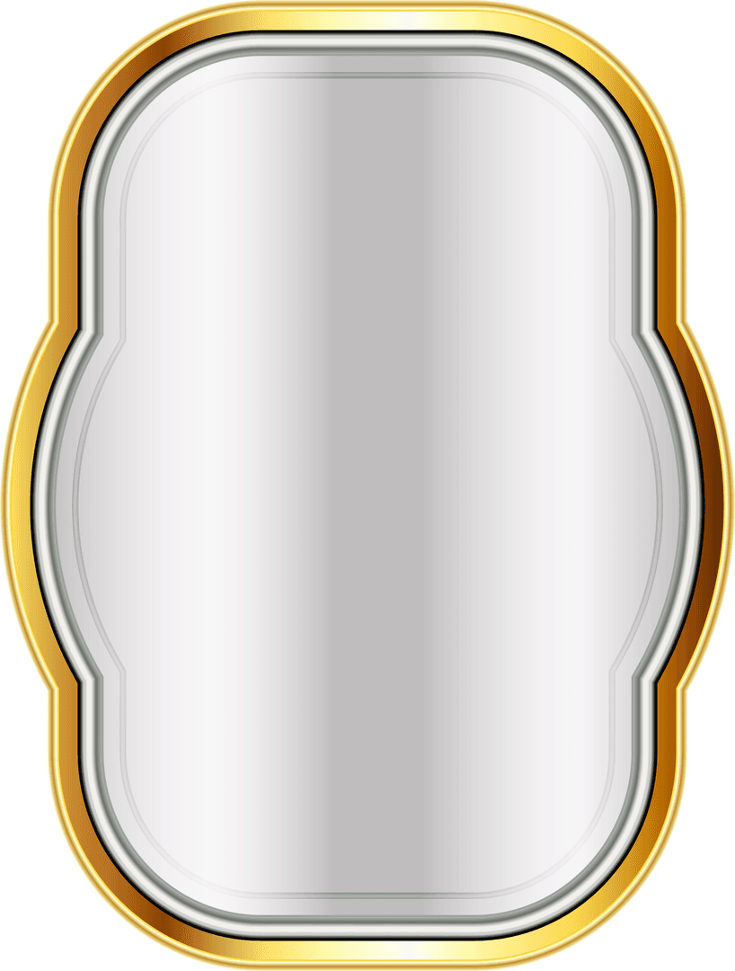 Elegant Grey Badge with Gold Border on Transparent Background