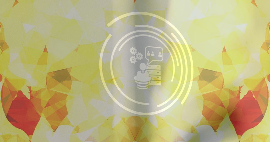 Abstract Digital Network with Iconography on Yellow Background