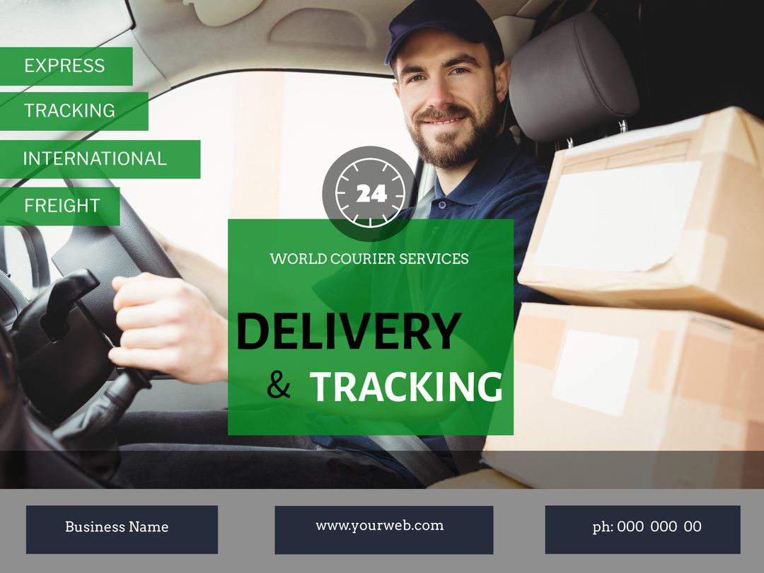 Reliable Courier Services with Smiling Delivery Person Holding Parcels