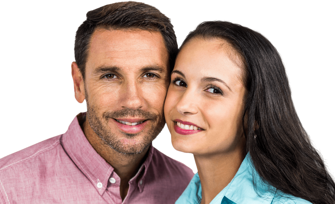 Smiling Couple Touching Cheeks Transparent Background