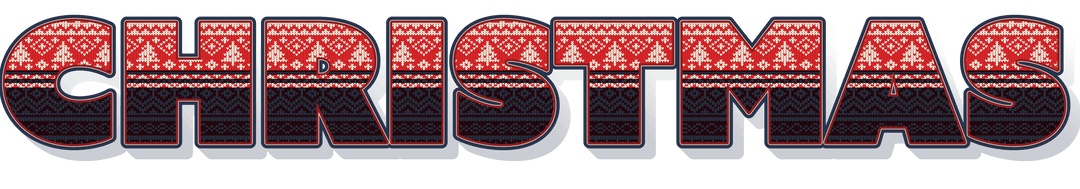 Transparent Christmas Text with Festive Nordic Patterns