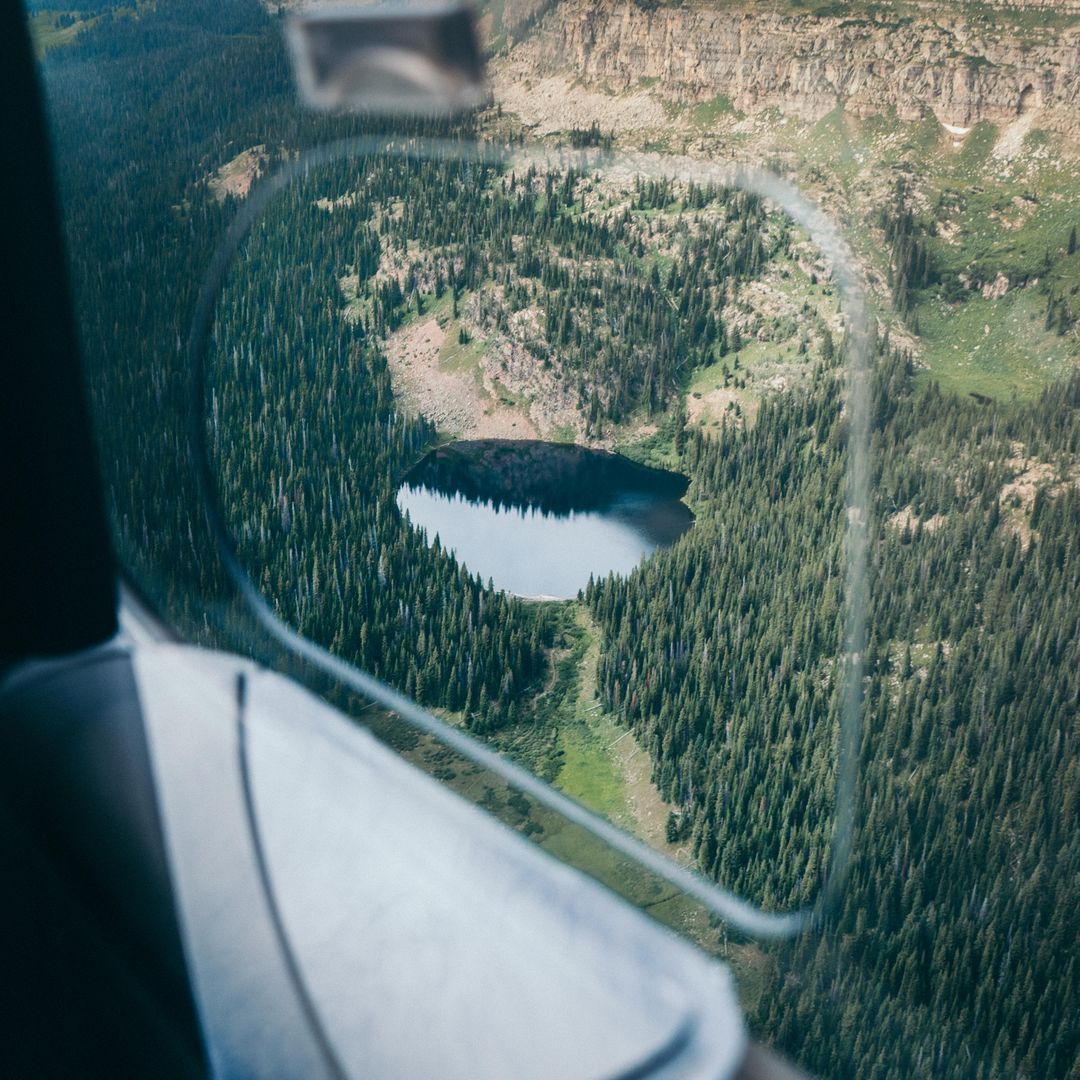 Aerial View of Serene Lake Surrounded by Forest and Mountains - Free Images, Stock Photos and Pictures on Pikwizard.com