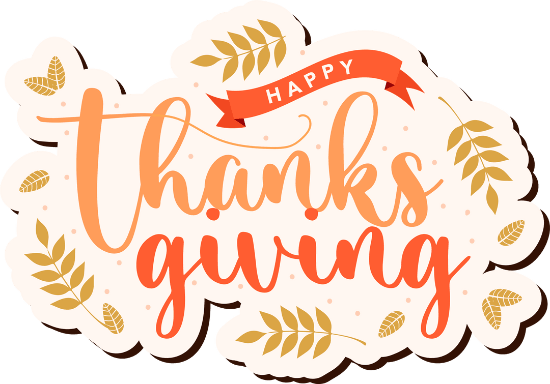 Elegant Thanksgiving Typography on Transparent Background