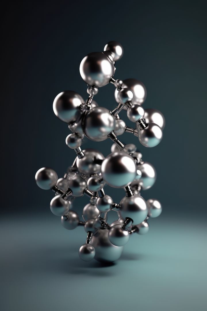 Silver atoms forming molecular structure, created using generative ai technology - Free Images, Stock Photos and Pictures on Pikwizard.com