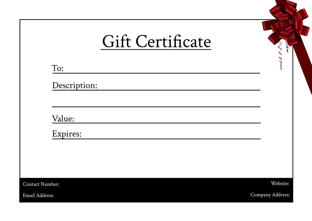 Elegant Gift Certificate Template with Red Ribbon Accents - Download Free Stock Templates Pikwizard.com