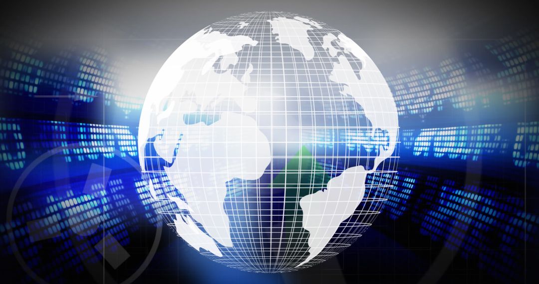 Digital Globe Surrounded by Financial Data Graphics