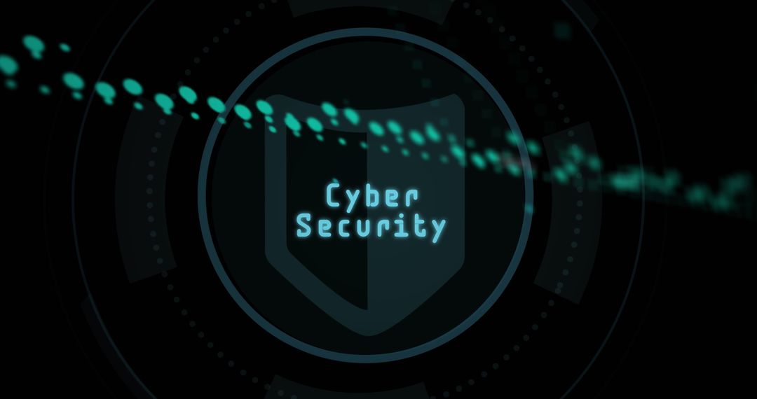 Cybersecurity Shield with Flowing Data Graphics