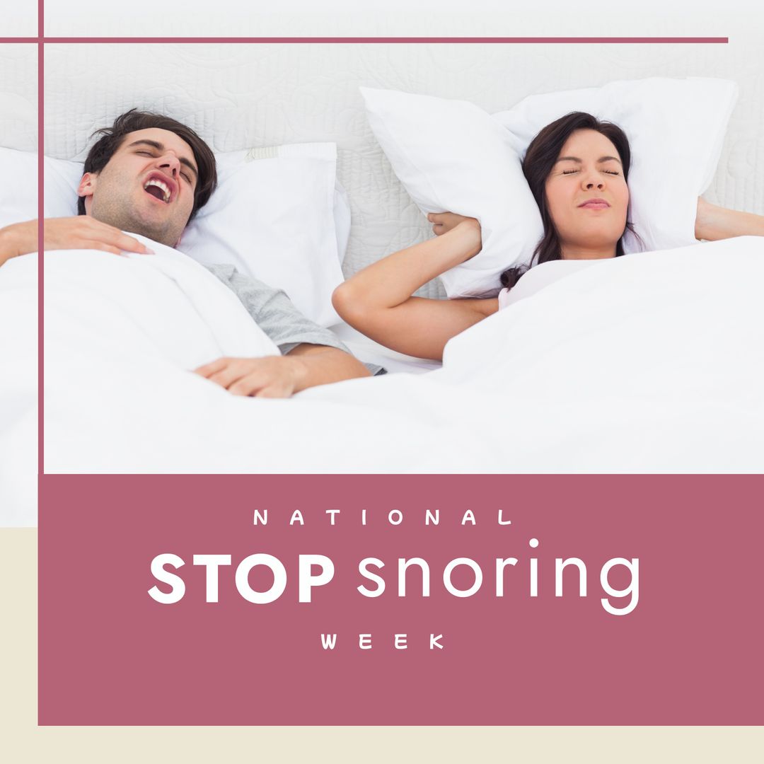 Couple Experiencing Snoring with Focus on Awareness Week