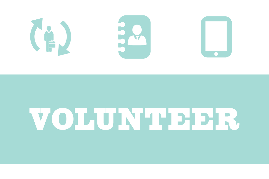 Volunteer Text with Service Icons on Transparent Background