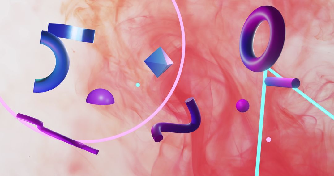 Dynamic Abstract Shapes with Smoke on White Background