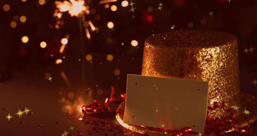 Festive Sparkler with Gold Top Hat and Star Lights