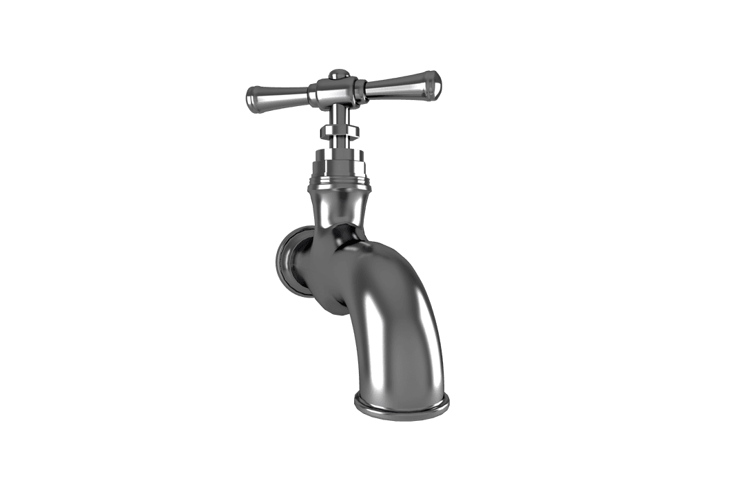 Silver Water Faucet Illustration on Transparent Background
