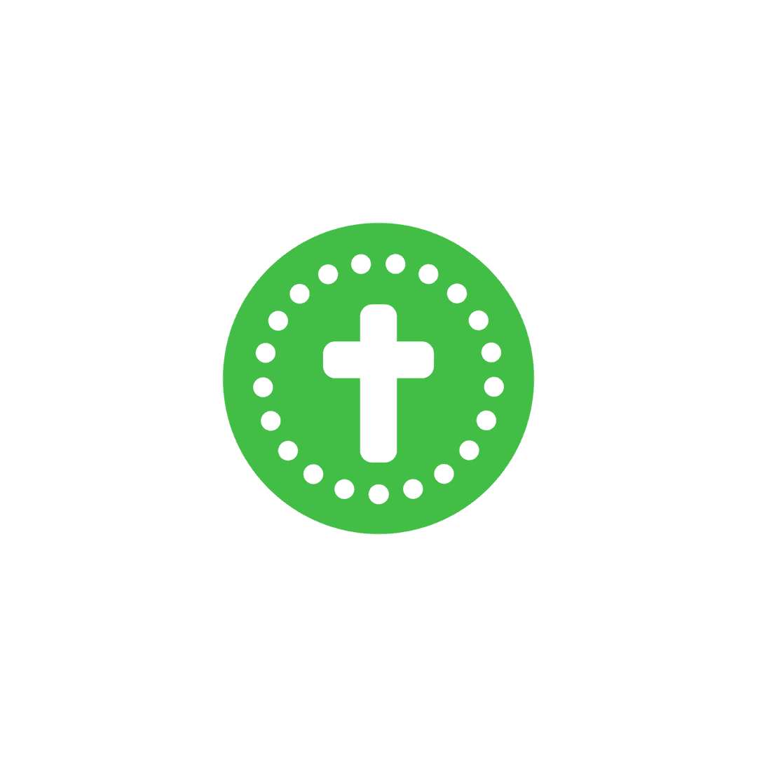 Transparent Green Circle Icon with Cross Symbol
