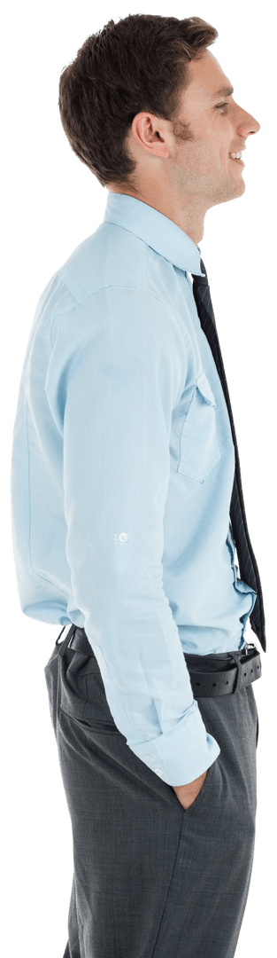 Smiling Businessman Profile View Transparent Background