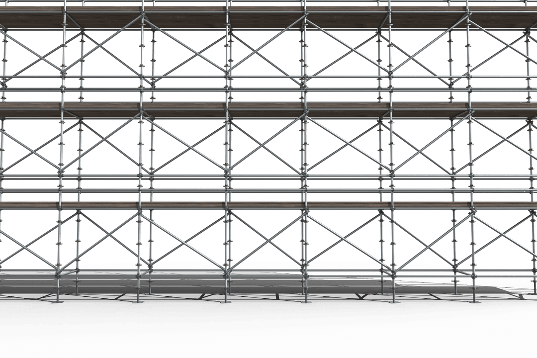 Transparent 3D Render of Construction Scaffold with Metal Grate