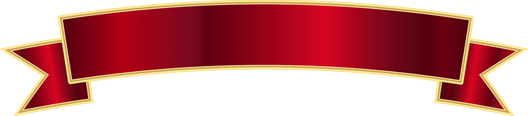 Transparent Red Ribbon Banner with Gold Trim