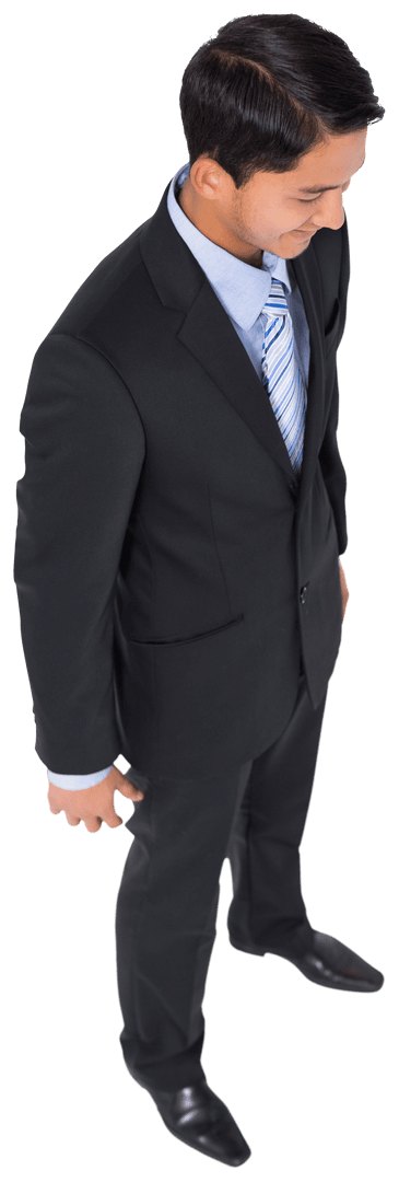 Transparent Happy Birchive Businessman Standing in Formal Suit