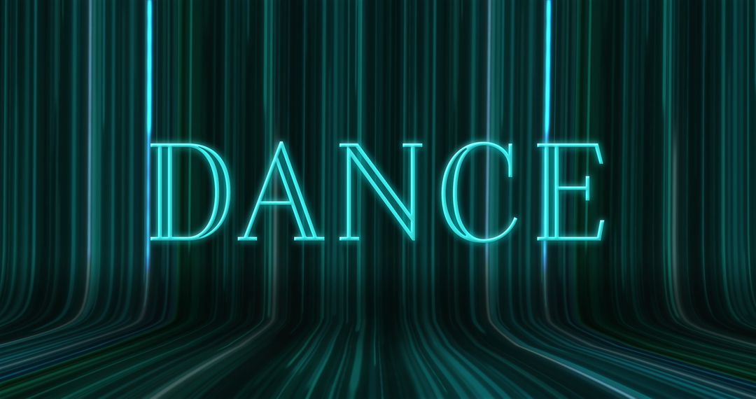 Glowing Dance Text on Futuristic Neon Light Trails