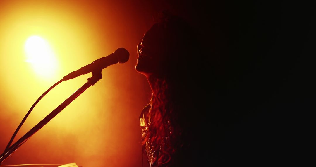 Singer Performing on Stage with Microphone and Dramatic Lighting - Free Images, Stock Photos and Pictures on Pikwizard.com