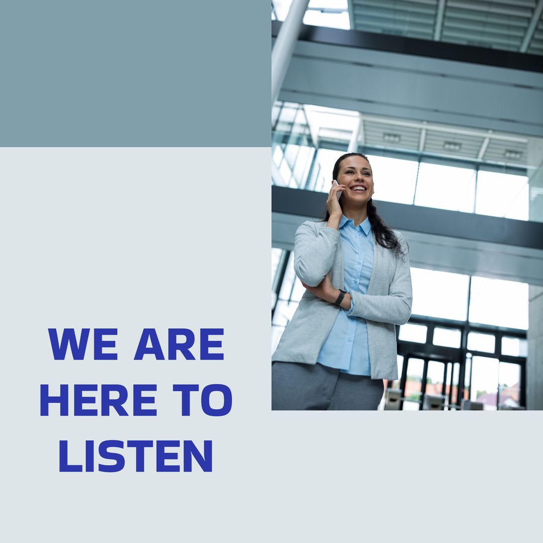 Businesswoman Communicating on Cellphone in Modern Office