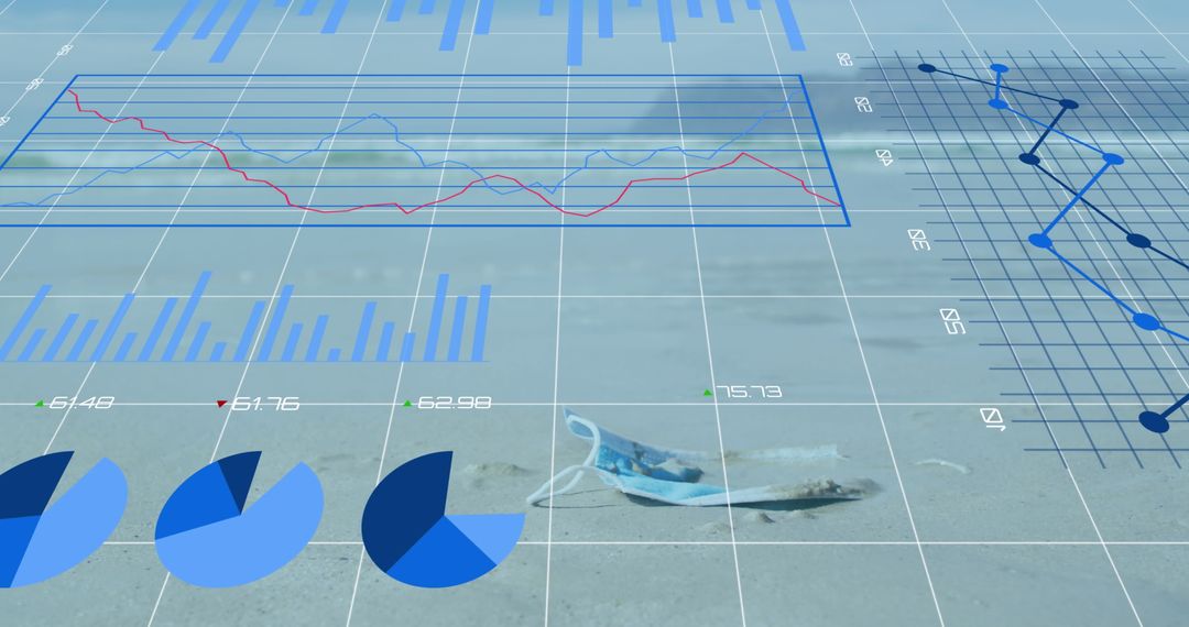 Data Analysis Interface Over Discarded Face Mask on Beach