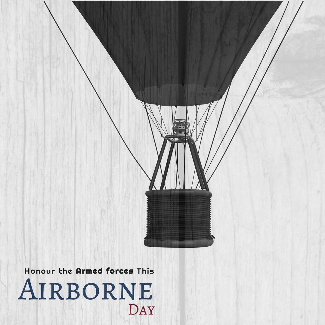 Vintage Style Airborne Day Hot Air Balloon Illustration