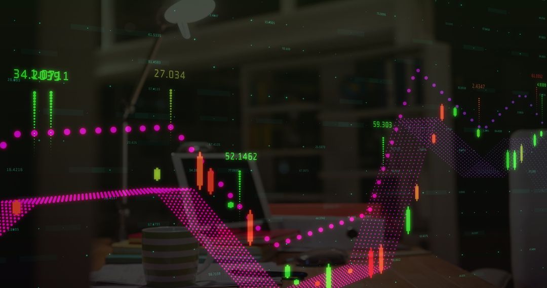 Digital Financial Data Overlayed on Office Scene