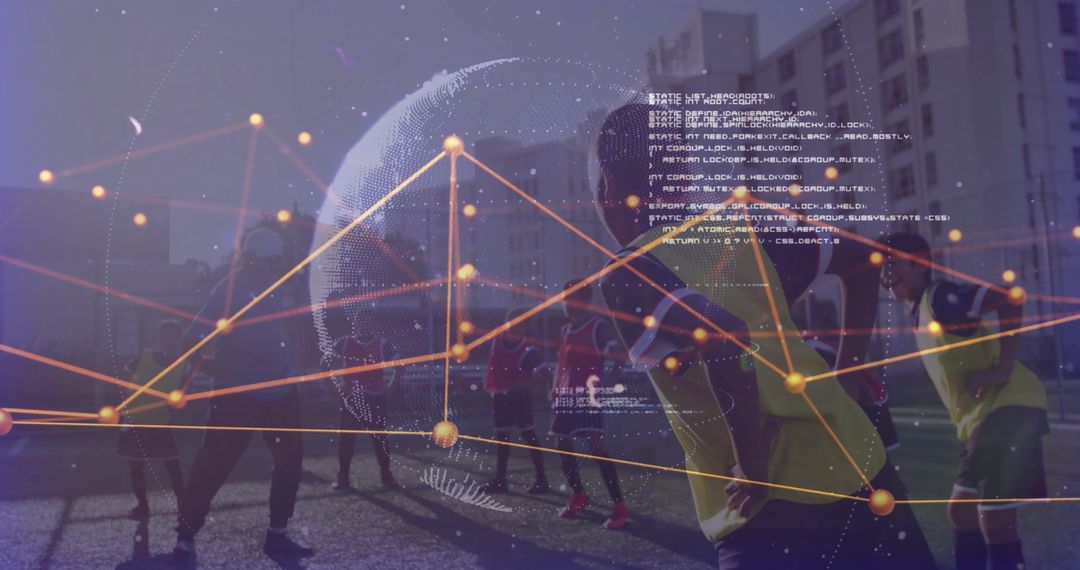 Youth Training Session with Futuristic Data Overlay