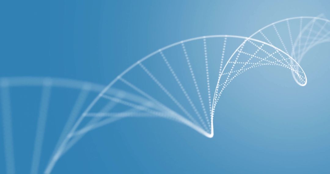 Digital DNA Strand on Blue Background Representing Technology and Science