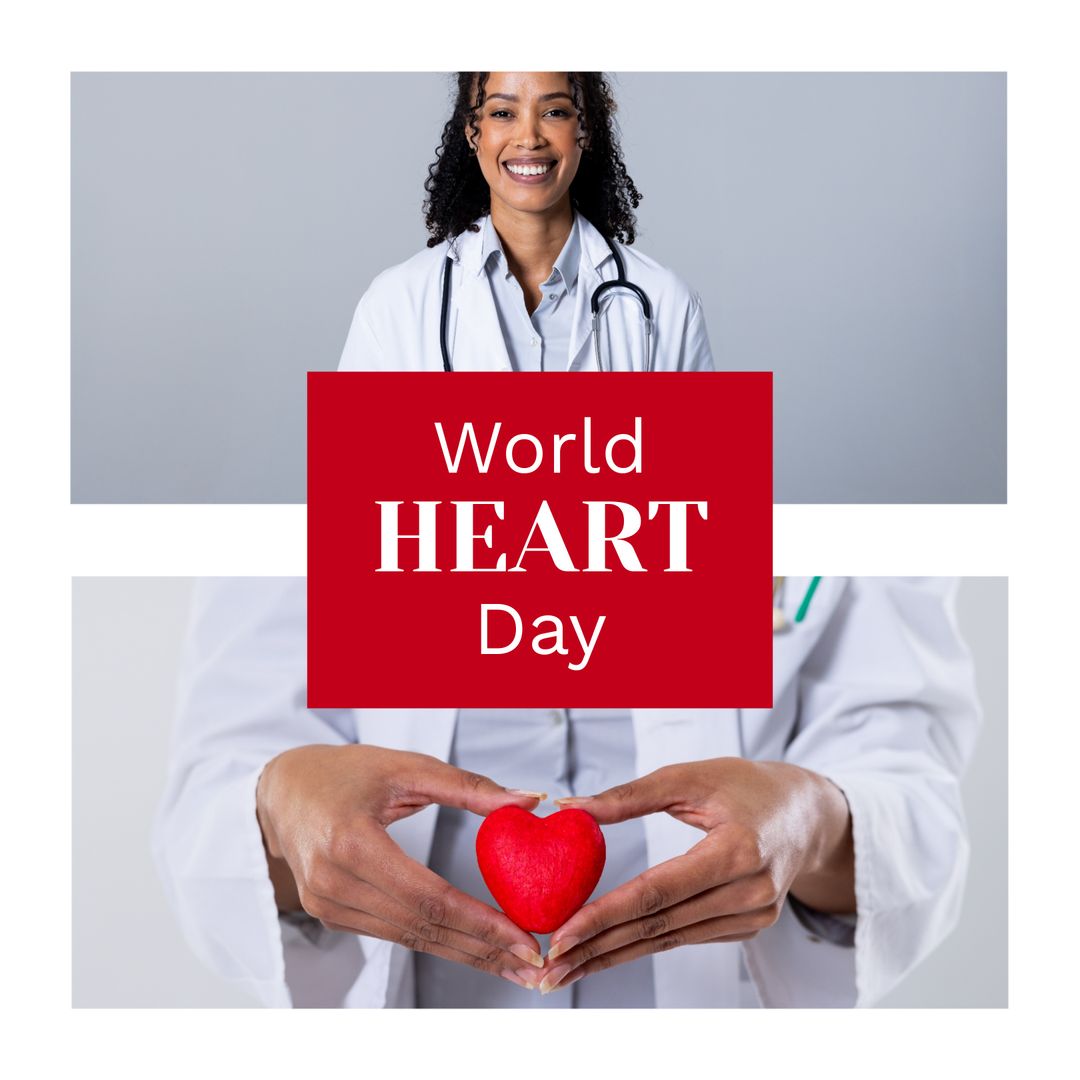 World Heart Day Concept with Friendly Doctor and Red Heart Symbol