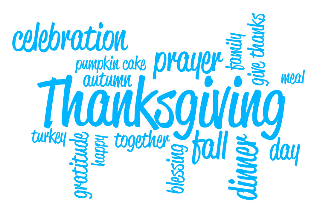 Festive Thanksgiving Text Illustration on Transparent Background
