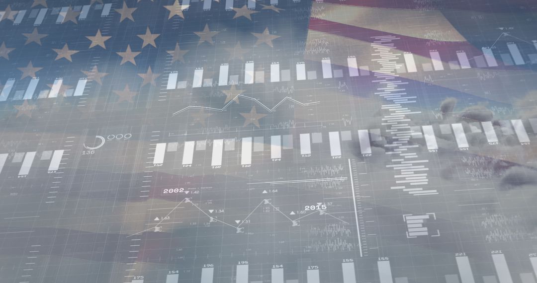 Data Processing Against American Flag and Cloudscape
