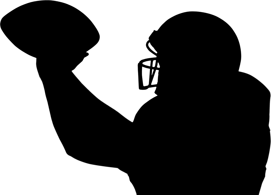 Dynamic Silhouette of American Football Player in Action on Transparent Background