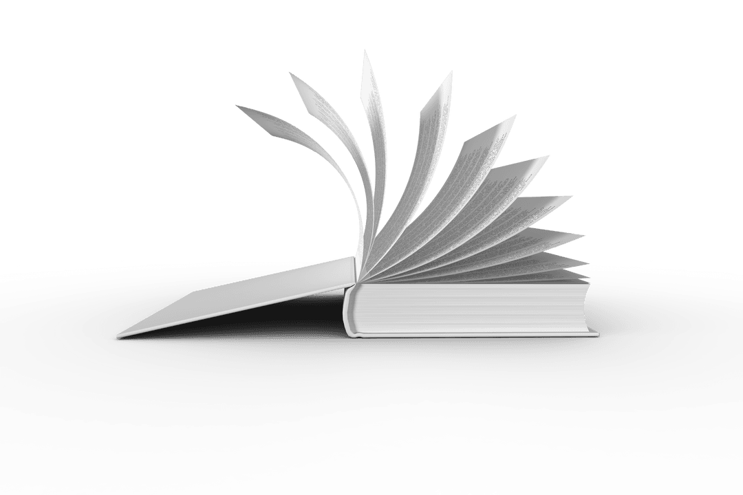 3D Open White Book on Transparent Background Vector