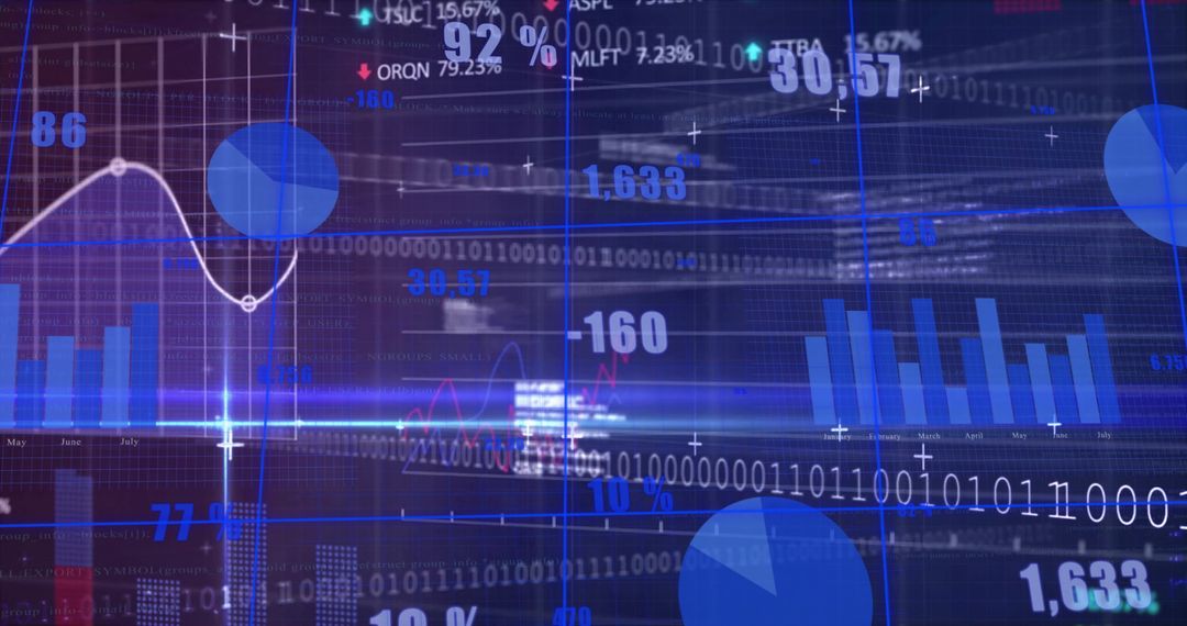 Financial Data Visualization on Digital Grid Backdrop