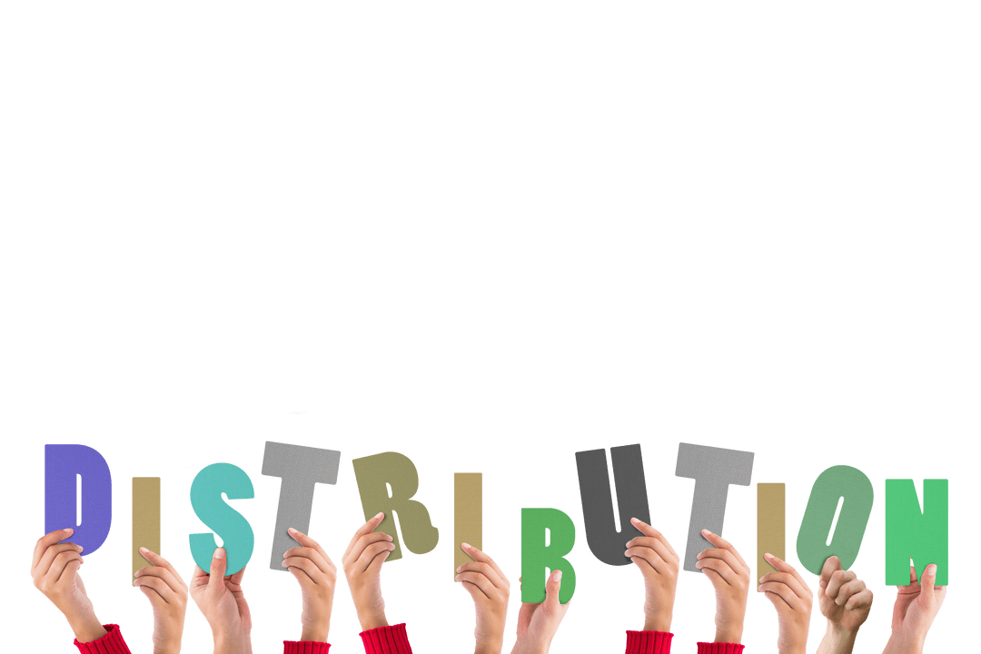 Hands Holding Distribution Letters on Transparent Background