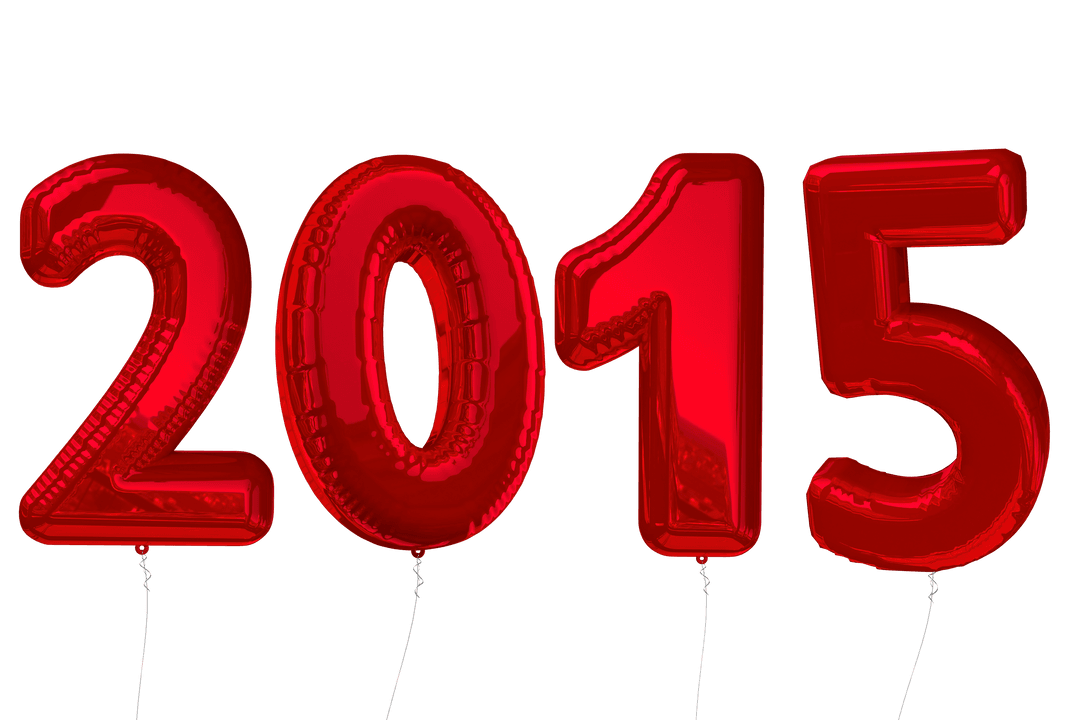 Red Balloon Numbers 2015 on Transparent Background