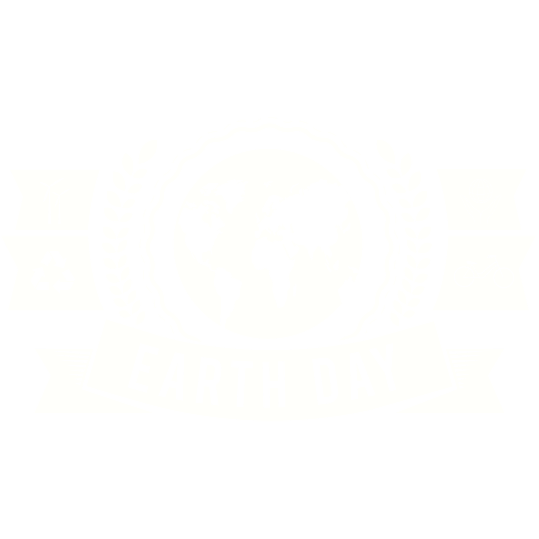 Earth Day Transparent Graphic with Globe and Laurel Wreath