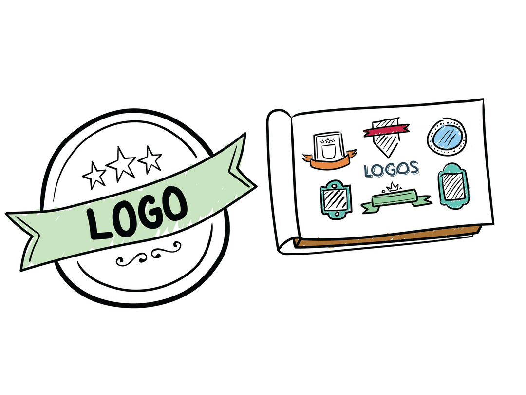 Hand-Drawn Logo Designs on Transparent Background