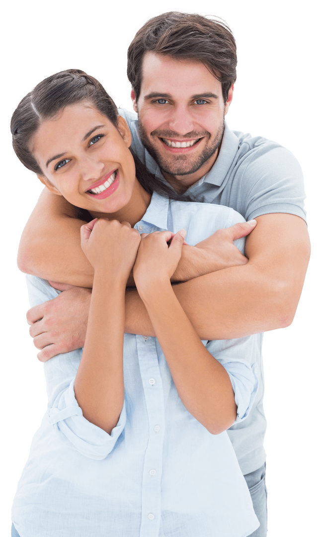 Happy Smiling Couple Embracing Transparent Background
