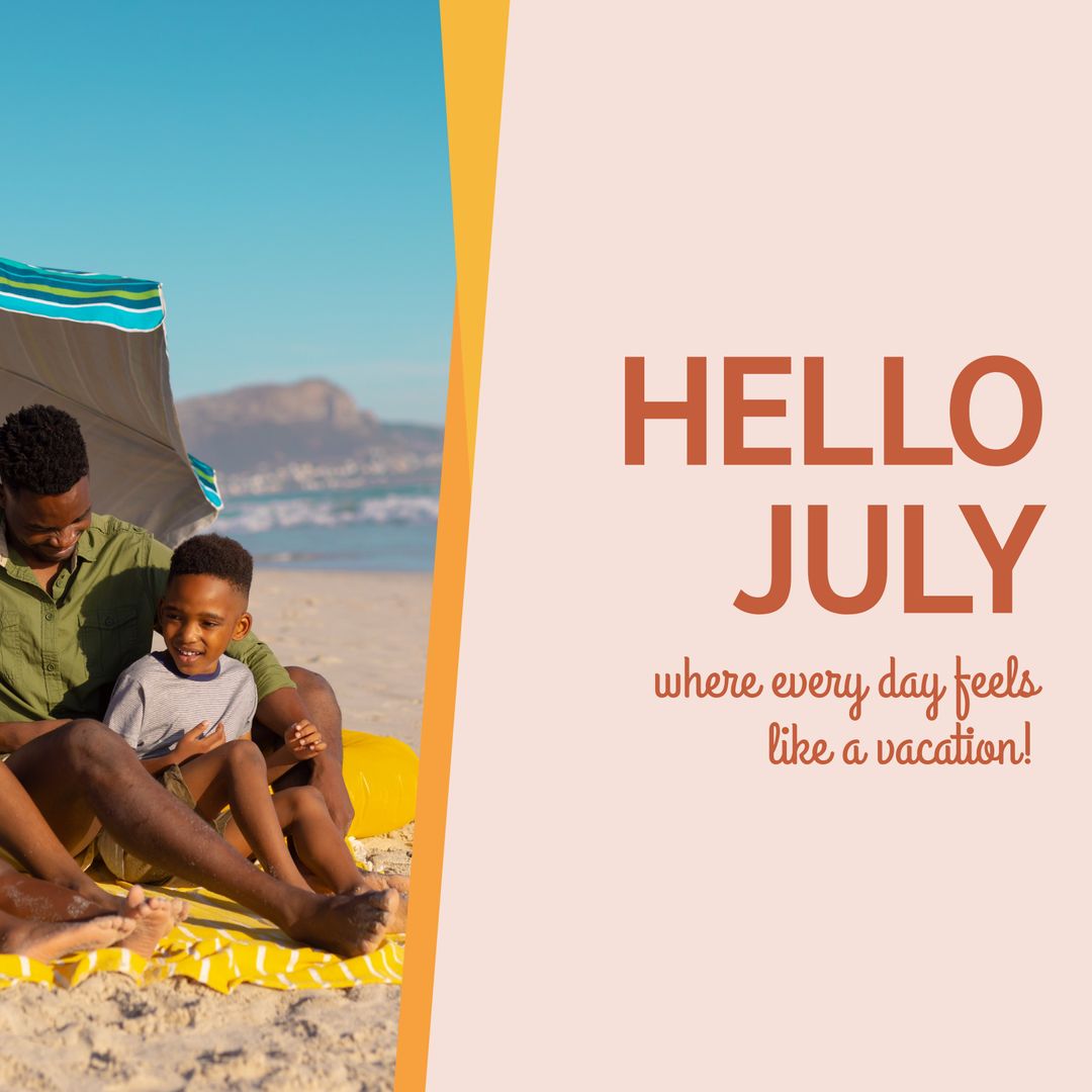Father and Son Enjoy Beach Getaway in July