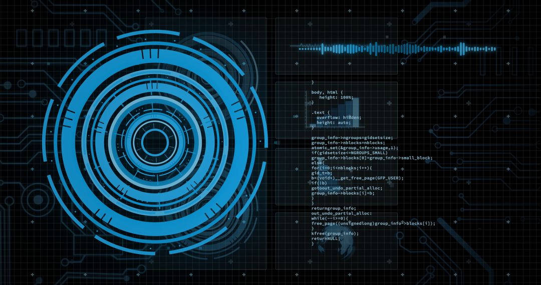 Futuristic Digital Interface with Blue Data Scanner Overlay