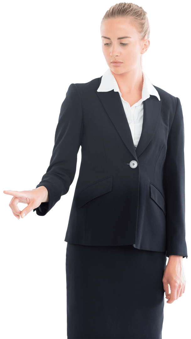 Businesswoman Interacting with Transparent Touch Screen